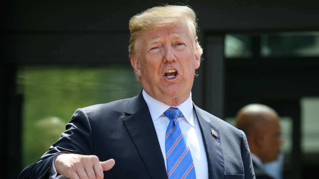 President Trump leaves the G-7 summit after holding a press conference in the Canadian resort town of La Malbaie. President Trump leaves the G-7 summit after holding a press conference in the Canadian resort town of La Malbaie. (Leon Neal/Getty Images)