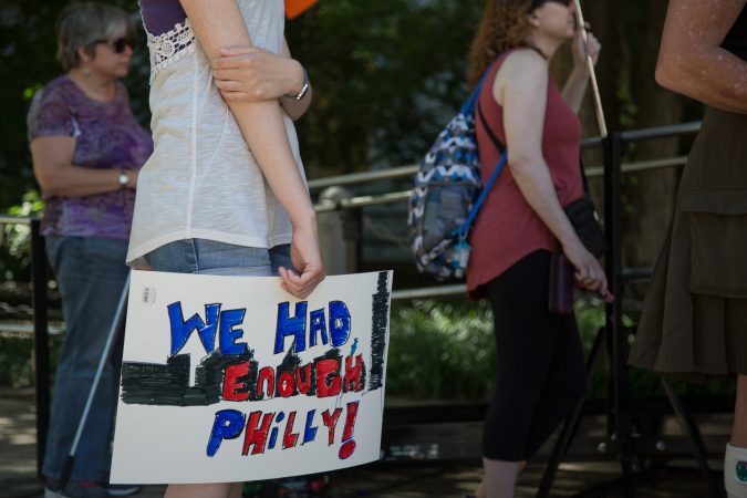 Around 70 supporters gathered together for a march from the Philadelphia Art Museum to Independence Mall 105 days after the 