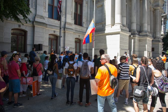 Around 70 supporters gathered together for a march from the Philadelphia Art Museum to Independence Mall 105 days after the 
