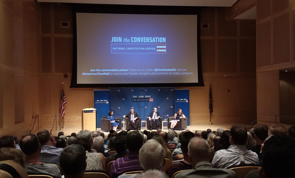 10MANCC Panelists at the National Constitution Center Annual Supreme Court Review discussed and analyzed the court’s 2017-2018 term Tuesday in Philadelphia. (Maya Aphornsuvan/ for WHYY)