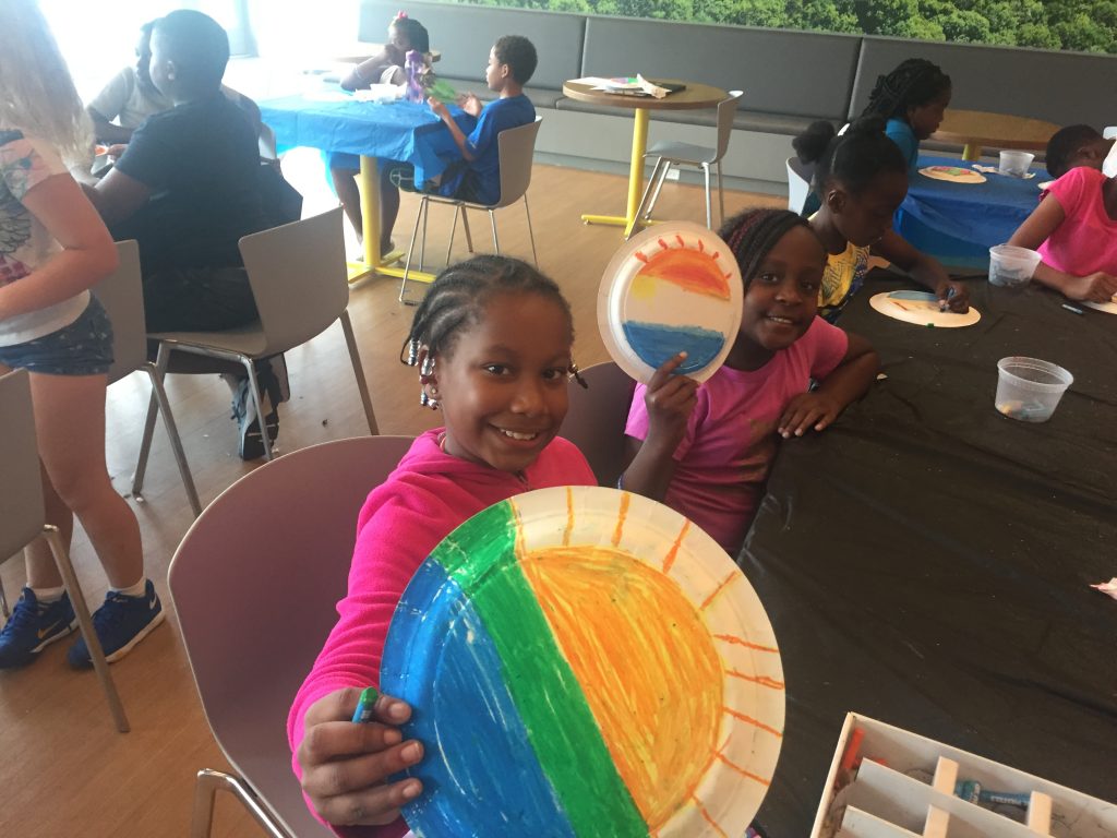 Learning Camp Students from Charter School of New Castle take arts and crafts along with academic classes and recreational activities. (Cris Barrish/WHYY)