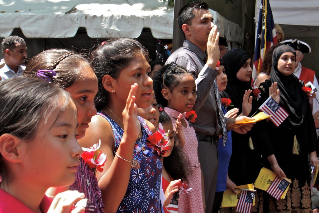 2018 07 04-e lee-philadelphia betsy ross house-childrens citizenship ceremony Thirteen children from seven nations took the Oath of Allegience to become U.S. citizens during a naturalization ceremony at the Betsy Ross House in Philadelphia.