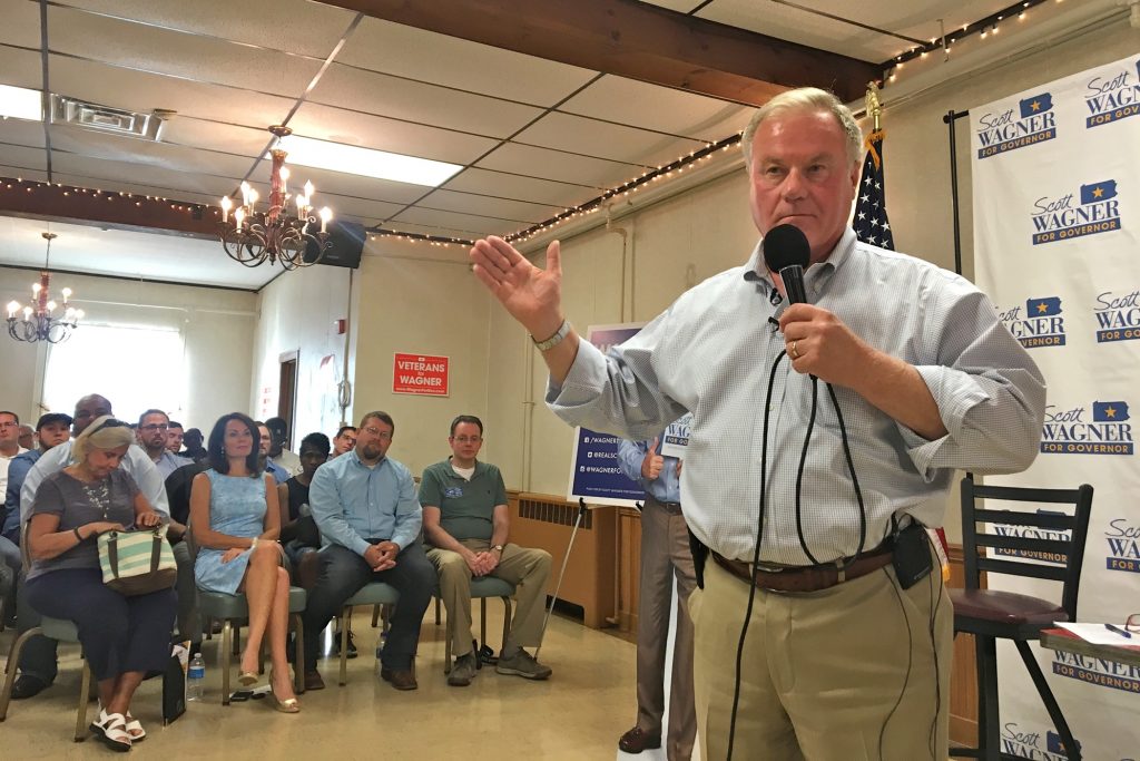 2018 07 18-d davies-scott wagner-governor campaign Pennsylvania gubernatorial candidate Scott Wagner campaigns at a town hall in Glenside