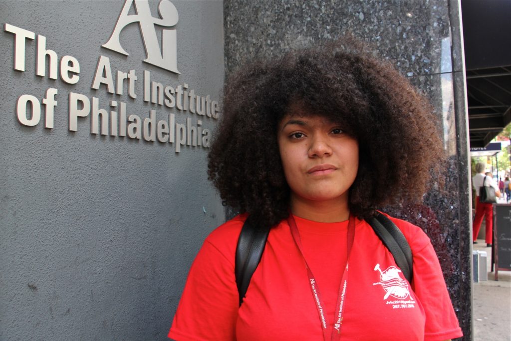 2018 07 20-e lee-maykaela valentin-philadelphia art institute-school closing Mykaela Valentin, 21, was halfway to her degree in animation at the Art Institute of Philadelphia when she found out the school was going to close. (Emma Lee/WHYY)