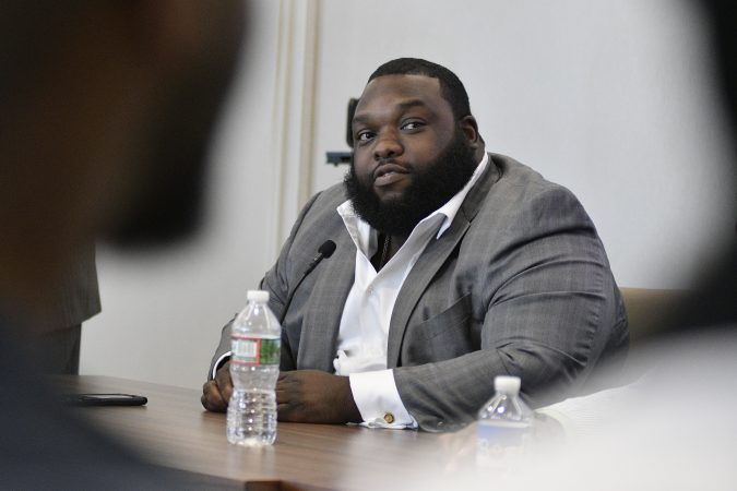 State Rep. Jordan Harris, chairman of the Pennsylvania Legislative Black Caucus, takes part in a forum on the business of medicinal and recreational use of cannabis in the African American community. (Bastiaan Slabbers for WHYY)