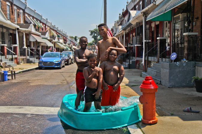 Fire hydrants are open around the city during an historic heat wave in Philadelphia. (Kimberly Paynter/WHYY)
