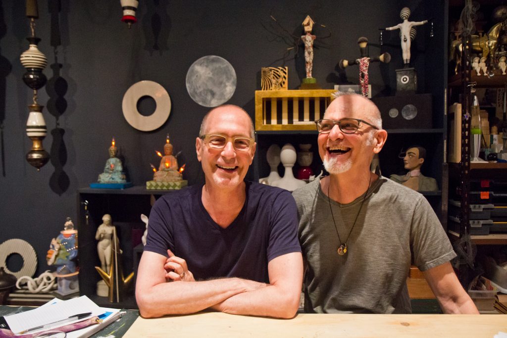 Dan Martin and Michael Biello at their studio in Old City. (Kimberly Paynter/WHYY)