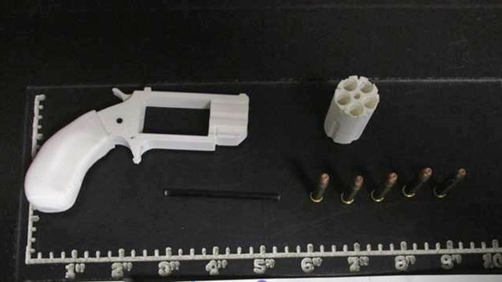 20180731-3d-guns This Aug. 4, 2016, photo shows a plastic revolver TSA agents recovered from a passenger's carry-on bag at Reno-Tahoe International Airport in Reno, Nev. (Transportation Security Administration via AP)