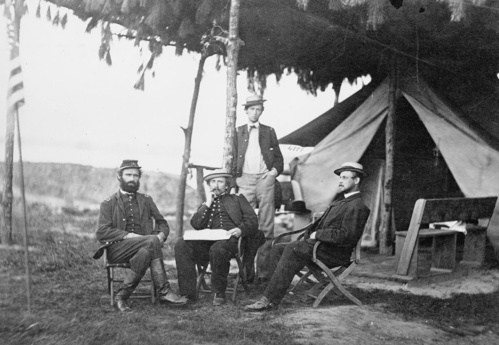 Officers of the 5th U.S. Cavalry near Washington, D.C., in 1865. Julia Ward Howe was inspired to write “The Battle Hymn of the Republic” after a visit with Union troops in the thick of the Civil War. Officers of the 5th U.S. Cavalry near Washington, D.C., in 1865. Julia Ward Howe was inspired to write