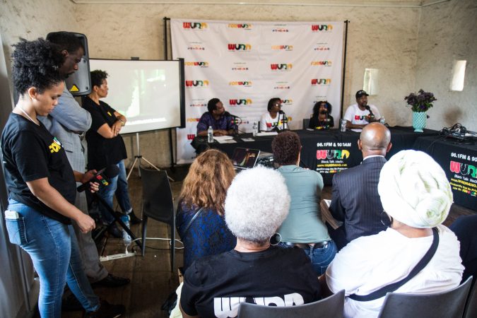WURD Radio hosted a panel on inner city violence and a screening of the documentary “Quest” at Bartram’s Garden Thursday. (Kimberly Paynter/WHYY)