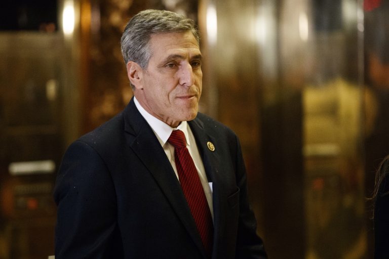 AP_18132040606201-768×512 In this Nov. 29, 2016, file photo, then-U.S. Rep. Lou Barletta, R-Pa., gets on an elevator after arriving for a meeting with President-elect Donald Trump at Trump Tower in New York. (Evan Vucci/AP Photo)