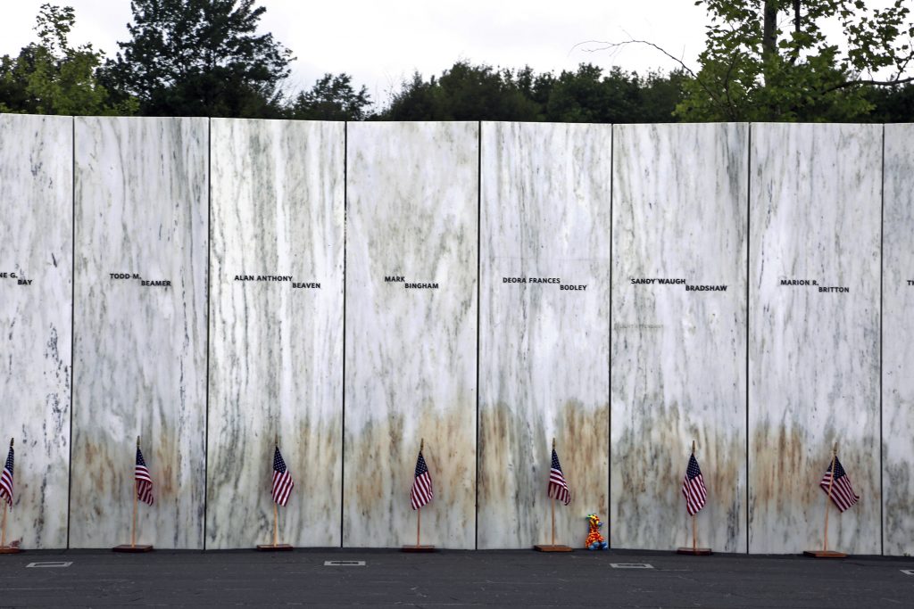 Flight 93 Memorial Wreckage The Wall of Names rises at the Flight 93 National Memorial in Somerset County, Pennsylvania (AP Photo/Gene J. Puskar)