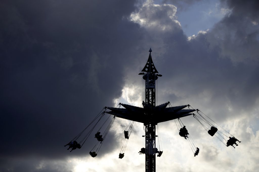 New Jersey Daily Life People ride on the Sky Flyer at the State Fair Meadowlands carnival on July 5 in East Rutherford, N.J. (AP Photo/Julio Cortez)