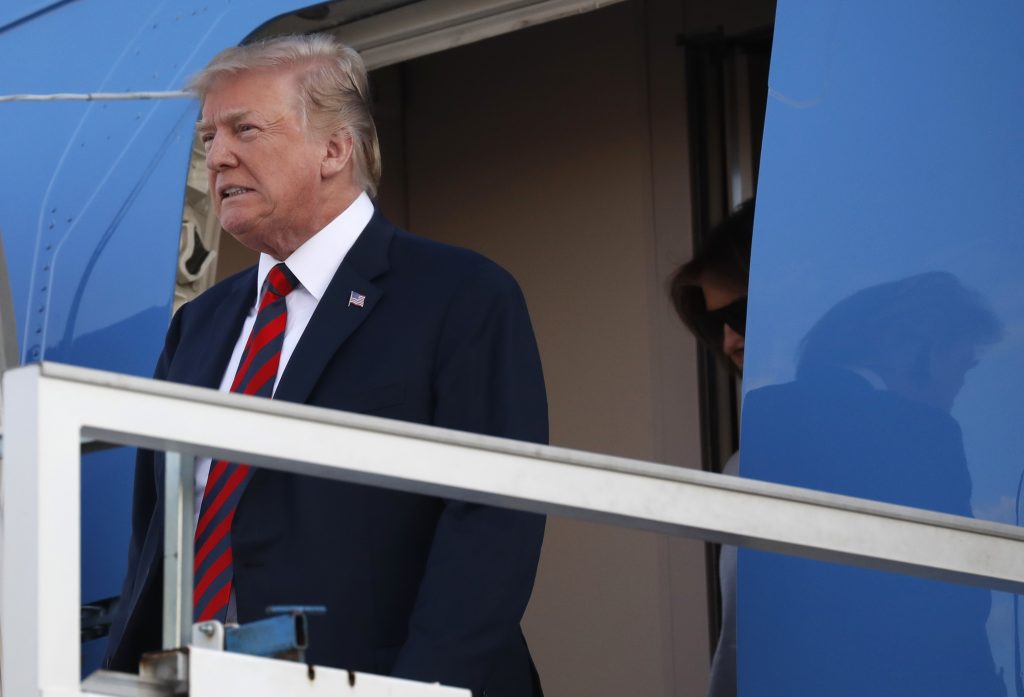 Donald Trump, Melania Trump U.S. President Donald Trump arrives at the airport in Helsinki, Finland, Sunday, July 15, 2018 on the eve of his meeting with Russian President Vladimir Putin.