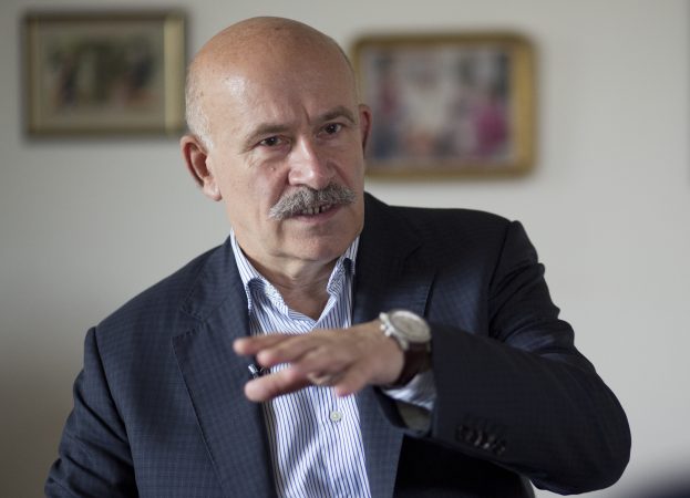 In this photo taken on Monday, July 23, 2018, former chief interpreter for Soviet leader Mikhail Gorbachev and Foreign Minister Eduard Shevardnadze speaks during his interview to the Associated Press at Gorbachev foundation's headquarters in Moscow, Russia.  Palazchenko declined to call the latest Helsinki meeting between US President Trump and Russian President Putin an outright failure, but said there seems a lack of clarity on exactly what the two agreed on. (Alexander Zemlianichenko/AP Photo)