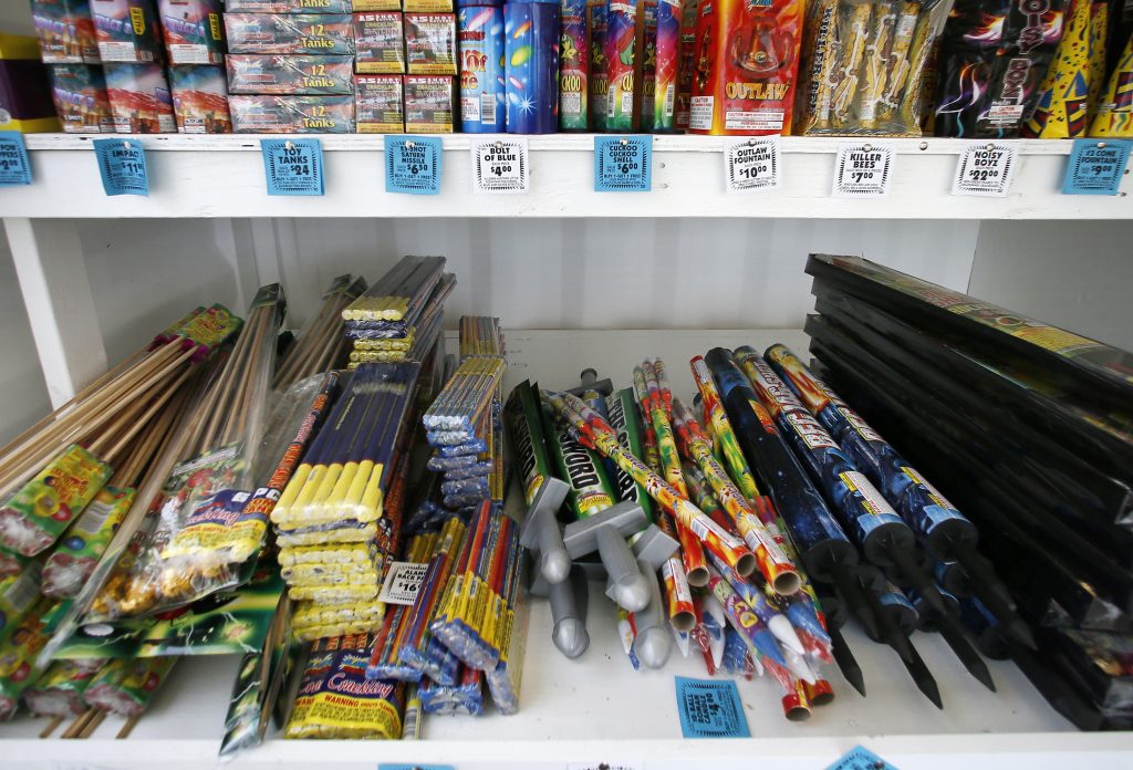 Fourth Of July Fireworks Sale An assortment of fireworks on a shelf for sale. (Tony Gutierrez/AP Photo, file)