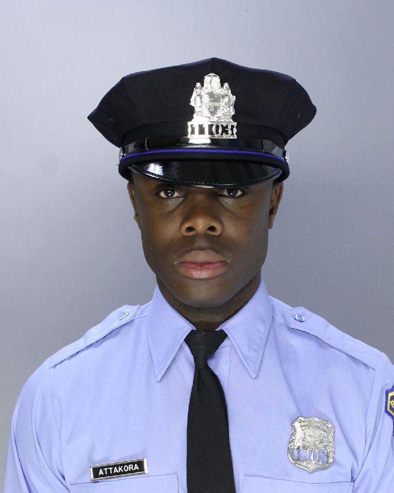 ATTAKORA 1103 Philadelphia police officer Fred Attakora, 38, was shot by a stray bullet during a July 4 blockpary, authorities say (Provided)
