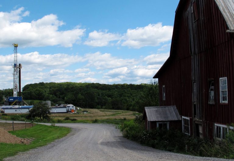 A well pad on a Tioga County farm. There is a moratorium against drilling in the eastern part where the Delaware River Basin Commission has jurisdiction. (Scott Detrow/StateImpact Pennsylvania)