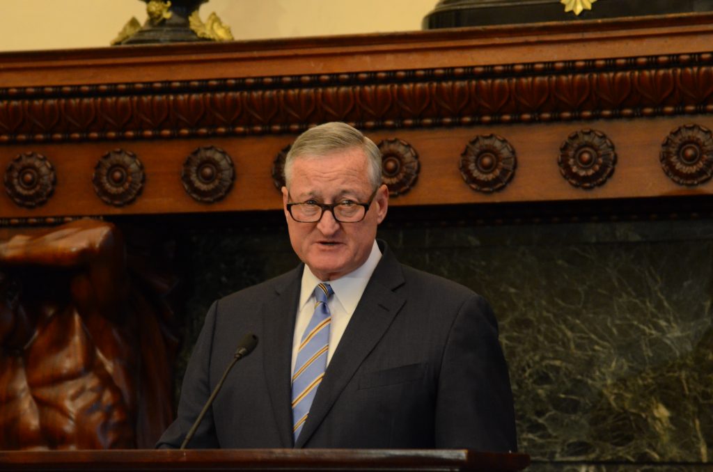 HYYTMkenneyPARS Philadelphia Mayor Jim Kenney announces a coming end to the city's data-sharing contract with ICE (Tom MacDonald/WHYY)