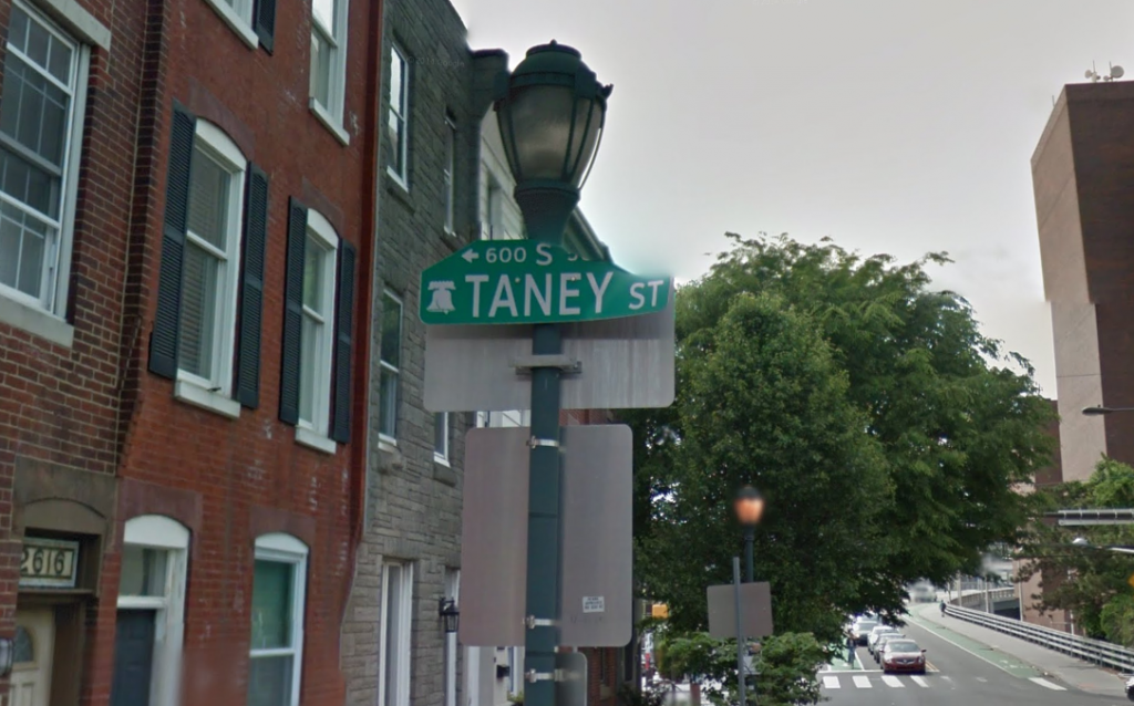 Taney Street is named for the chief justice of the U.S. Supreme Court who wrote the infamous Dred Scott decision. (Google Maps)