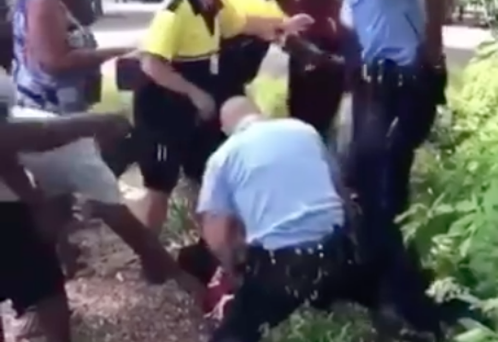 Zooarrestx1200 A screengrab of a cellphone video of the arrest of a Philly teen after Zoo security called the police earlier this month (Facebook)