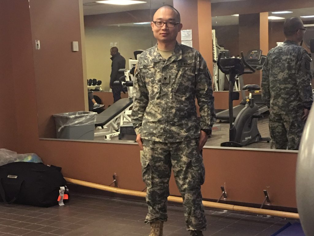 This photo provided to the AP by Panshu Zhao shows Zhao in uniform on Feb. 11, at a U.S. Army Reserve installation in Houston. Zhao is one of dozens of immigrant military recruits and reservists who have been waiting for years to deploy but were recently discharged with little explanation. This photo provided to the AP by Panshu Zhao shows Zhao in uniform on Feb. 11, at a U.S. Army Reserve installation in Houston. Zhao is one of dozens of immigrant military recruits and reservists who have been waiting for years to deploy but were recently discharged with little explanatio