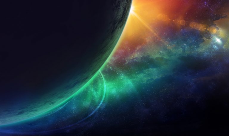 Celestial Art Stars and Galaxies in Outer Space Showing the Beauty of Space exploration. Planet Texture furnished by NASA ( masoud rezaipoor/BigStock)