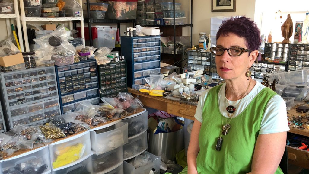 Artist Nancy Josephson, in her Wilmington Delaware studio. (Brian Drouin/WHYY)