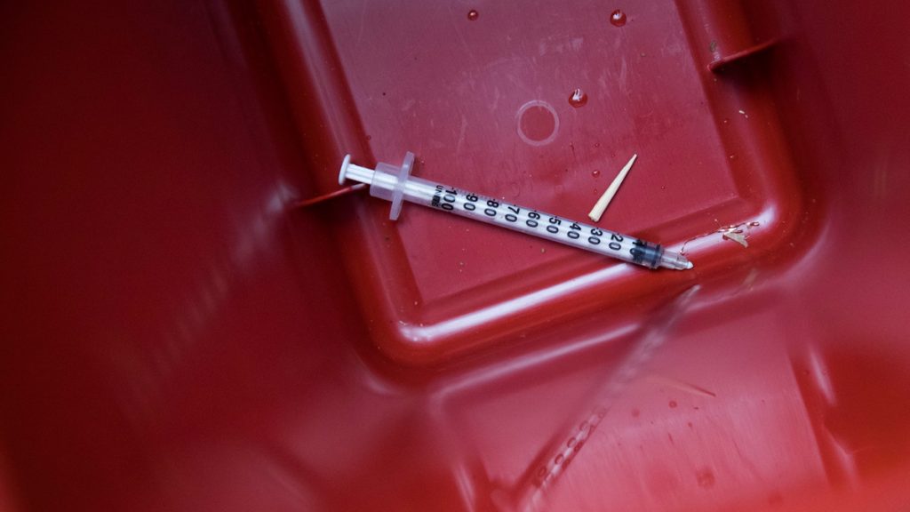 overdose16x9 A used syringe is seen in a disposal container. (AP Photo/Mary Altaffer)