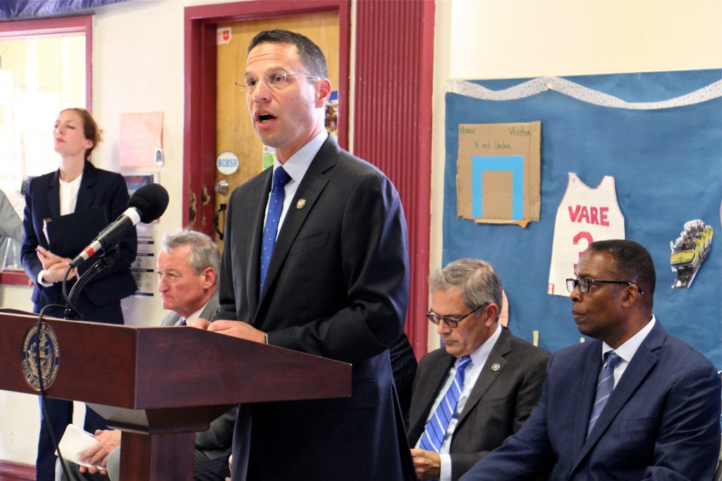 2018 08 08-e lee-josh shapiro-philadelphia vare rec center-gun violence task force Pennsylvania Attorney General Josh Shapiro announces the formation of a federal, state and local task force to reduce gun violence.