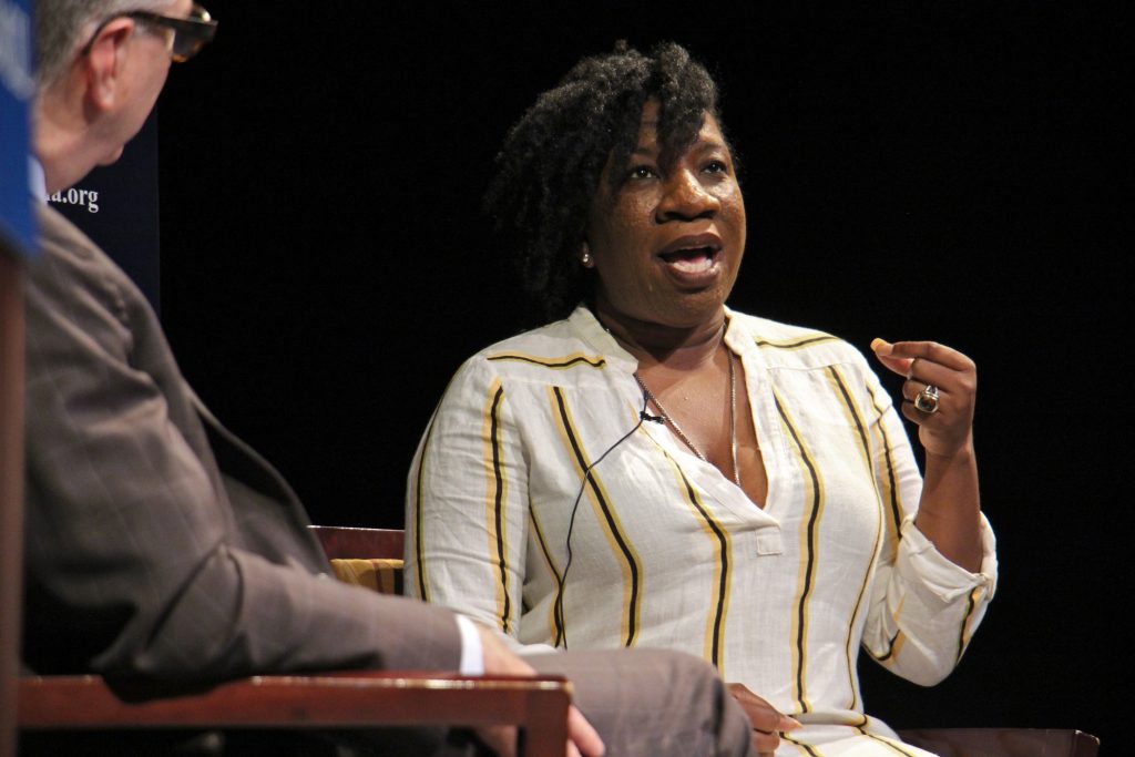 2018 08 14-e lee-tarana burke-philadelphia suzanne roberts theater-metoo founder Tarana Burke, founder of the #MeToo movement, tells her story during an event put on by the World Affairs Council of Philadelphia at Suzanne Roberts Theater.