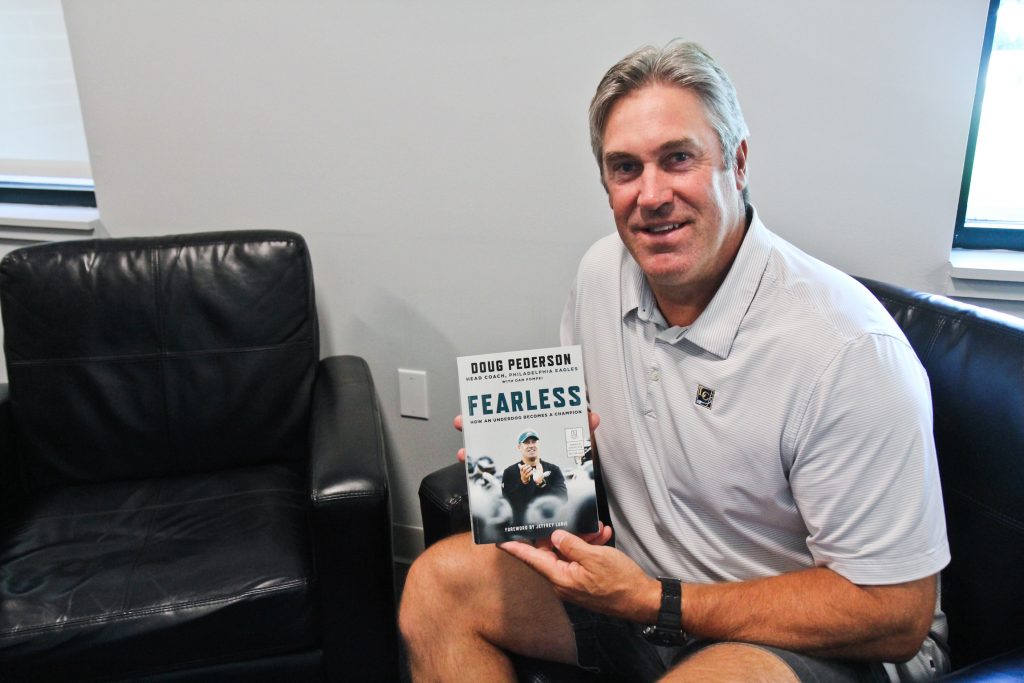 2018 8 20 k paynter doug pederson Philadelphia Eagles head coach Doug Pederson has written a book about his philosophy of life and football. (Kimberly Paynter/WHYY)