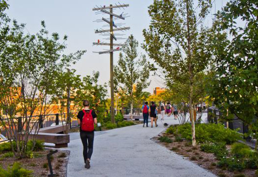 2018-8-29-k-paynter-rail-park-tour A verdant view of the Rail Park, looking cool on a humid summer evening. (Kimberly Paynter/WHYY)