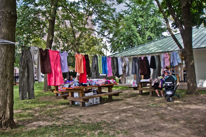 The Big Latch breastfeeding event at Franklin Square Park in Philadelphia offered resources to mothers. (Kimberly Paynter/WHYY)