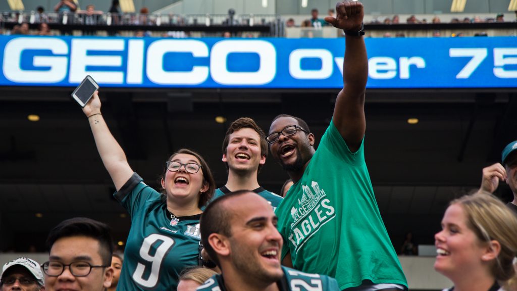 2018 8 5 k paynter eagle’s practice-11 Excited Eagles fans cheer for the team at their first open practice of the season at Lincoln Financial Field Sunday evening. (Kimberly Paynter/WHYY)