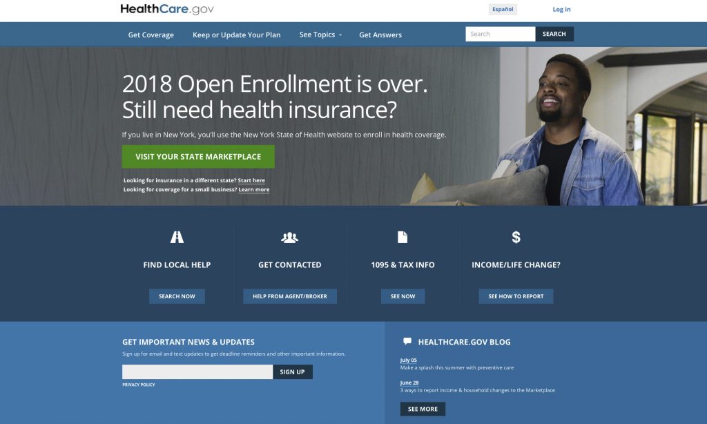 The HealthCare.gov website main page. The Trump administration is clearing the way for insurers to sell short-term health plans as a bargain alternative to pricey “Obamacare” for consumers struggling with high premiums. But the policies don’t have to cover pre-existing conditions and benefits are limited. It’s not certain if that’s going to translate into broad consumer appeal among people who need an individual policy. (HHS via AP)