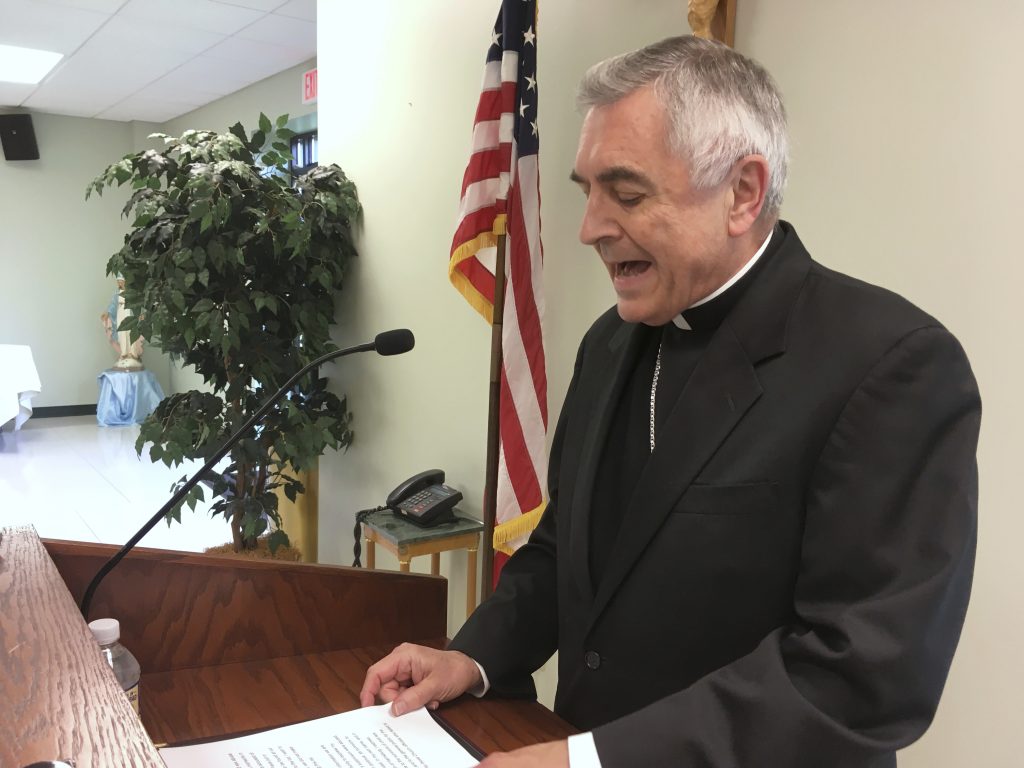 Pennsylvania Dioceses Sex Abuse Investigation The Most Rev. Ronald Gainer, the Roman Catholic bishop of the diocese of Harrisburg, Pa., discusses child sexual abuse by clergy and a decision by the diocese to remove names of bishops going back to the 1940s after concluding they did not respond adequately to abuse allegations, Wednesday, Aug. 1, 2018 during a news conference in Harrisburg, Pa. (Mark Scolforo/AP Photo)