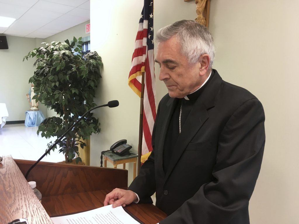 Pennsylvania Dioceses Sex Abuse Investigation The Most Rev. Ronald Gainer, the Roman Catholic bishop of the diocese of Harrisburg, Pa., discusses child sexual abuse by clergy and a decision by the diocese to remove names of bishops going back to the 1940s after concluding they did not respond adequately to abuse allegations, during a Wednesday, Aug. 1, 2018, news conference in Harrisburg, Pa. The bishop apologized to victims and said the diocese is posting an online list of 71 priests and others in the church accused of the abuse. Following the Erie, Pa., diocese, the Harrisburg diocese is the second Pennsylvania diocese to get ahead of a roughly 900-page grand jury report that could be made public in August 2018, which the Pennsylvania Supreme Court said found more than 300