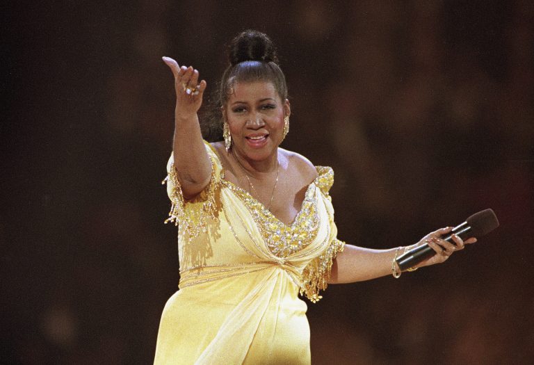 In this Jan. 19, 1993 file photo, singer Aretha Franklin performs at the inaugural gala for President Bill Clinton in Washington. Franklin died Thursday, Aug. 16, 2018, at her home in Detroit. AP Photo/Amy Sancetta, File)