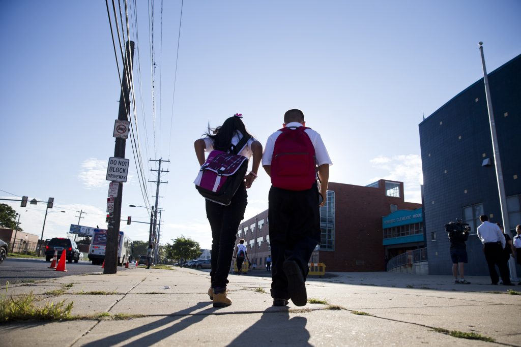 Students walk to school in Philadelphia. (AP file photo)
