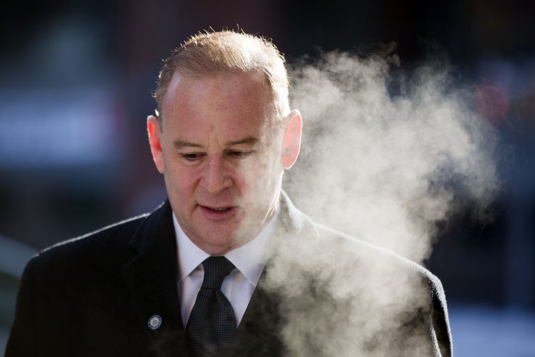 Former elected Pennsylvania state treasurer Rob McCord arrives at the U.S. District Court in Harrisburg, Pa., on Tuesday, Feb. 17, 2015. McCord resigned as treasurer Jan. 30 amid an agreement with federal prosecutors to plead guilty to two counts of extortion stemming from allegations that he used his position as treasurer to try to strong arm potential donors into contributing money to his failed gubernatorial campaign during last spring's Democratic primary.  (AP Photo/Matt Rourke)