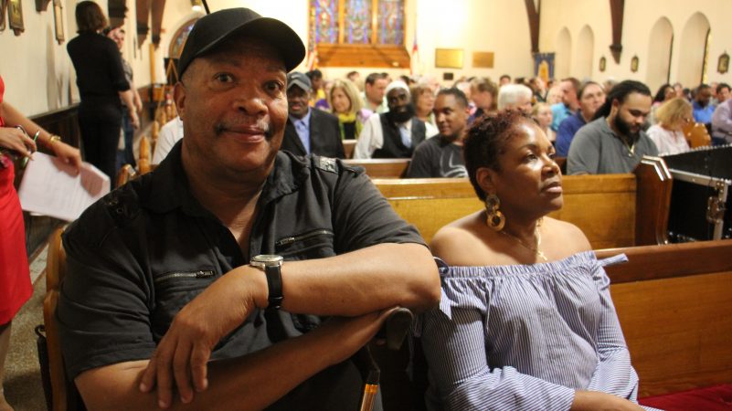 Bill Lowery, who completed the homelessness rehabilitation program through the Interfaith Homeless Outreach Council, settles in for a screening of the series, 