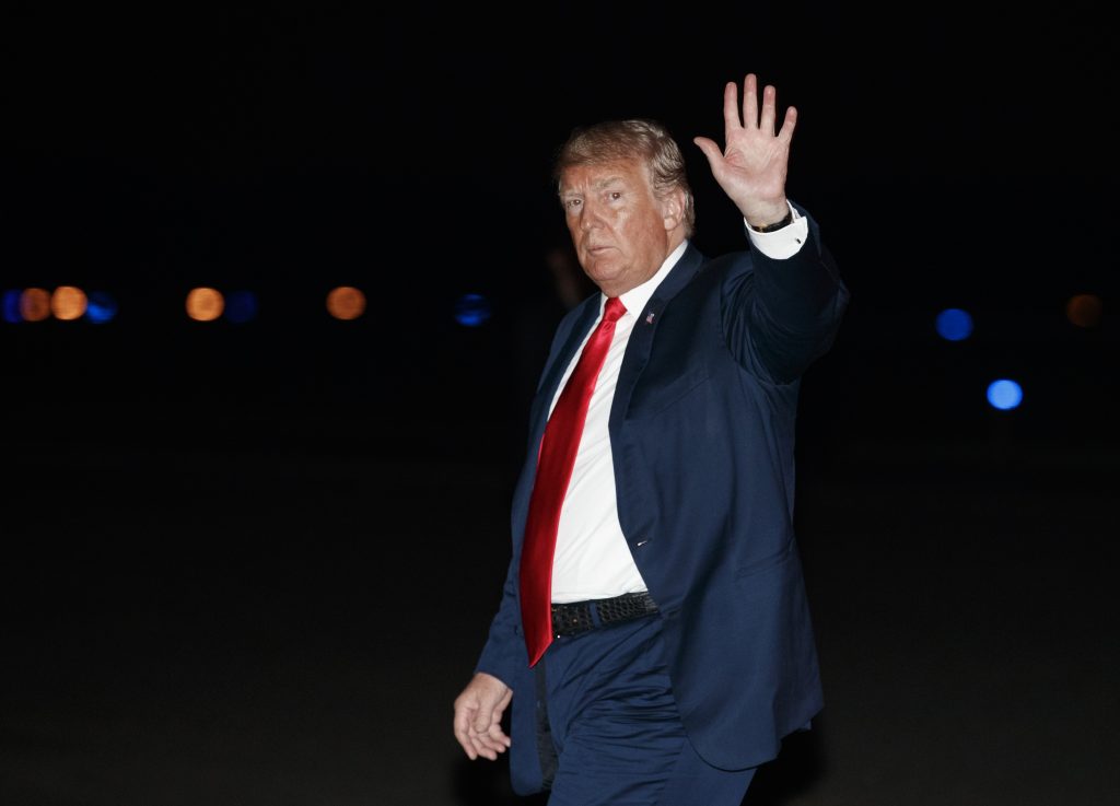 President Donald Trump is seen boarding Air Force One on Saturday in New Jersey, the day before he reiterated his stance that the focus of Donald Trump Jr.’s 2016 Trump Tower meeting was to collect incriminating information on presidential opponent Hillary Clinton. President Donald Trump is seen boarding Air Force One on Saturday in New Jersey, the day before he reiterated his stance that the focus of Donald Trump Jr.'s 2016 Trump Tower meeting was to collect incriminating information on presidential opponent Hillary Clinton
