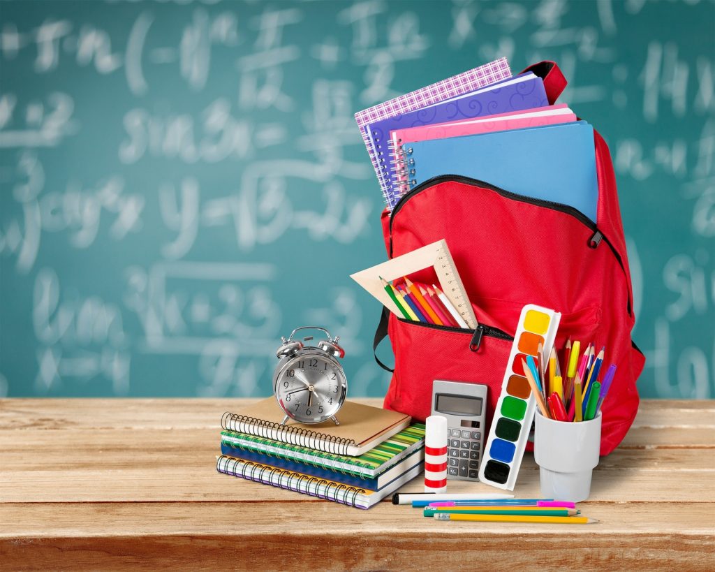 Back school backpack back to school art objects school background color Back school backpack and supplies. (Photo Courtesy/BigStock)