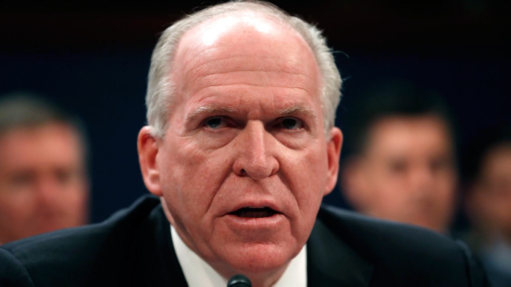 brenan16x9 In this May 23, 2017, file photo, former CIA Director John Brennan testifies on Capitol Hill in Washington, before the House Intelligence Committee Russia Investigation Task Force. President Donald Trump is revoking the security clearance of former Obama administration CIA director Brennan (AP Photo/Pablo Martinez Monsivais, File)