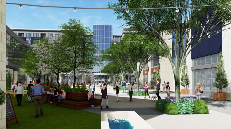 An artist's rendering of plans to convert 1.8 million square feet of an unused portion of a Wilmington AstraZeneca site into a mixed-use community. (Della Donne & Associates)