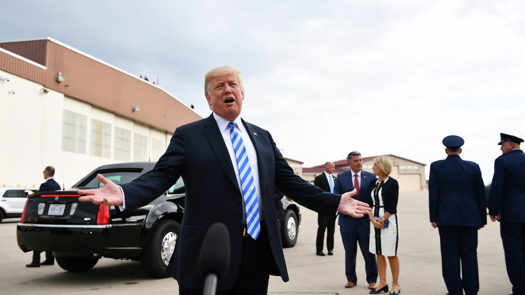 President Trump speaks before a political rally in West Virginia on Tuesday. He lamented the fate of his former campaign chairman Paul Manafort. He called Manafort’s guilty verdict “very sad” and said he is a “good man.” President Trump speaks before a political rally in West Virginia on Tuesday. He lamented the fate of his former campaign chairman Paul Manafort. He called Manafort's guilty verdict