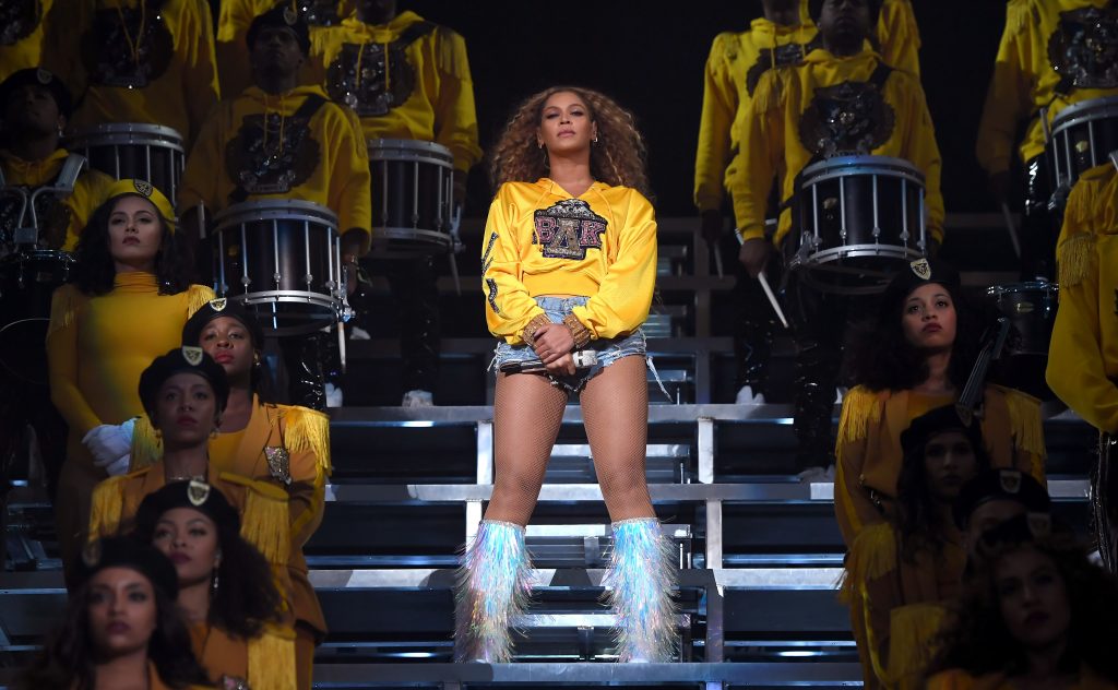 Beyoncé performed “Lift Every Voice and Sing” during her set at the 2018 Coachella Valley Music and Arts Festival in April. Beyoncé performed