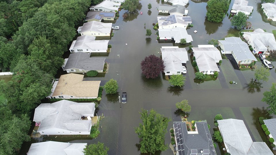 greenbriar Flooding in Brick, NJ near the Greenbriar senior community on Monday (Brick Police Department photo)