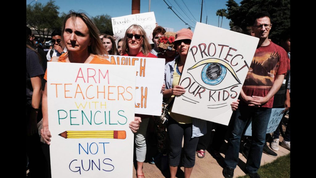 A protest against gun violence on the 19th anniversary of the Columbine massacre, in which 12 students and a teacher were gunned down in a Colorado school in 1999. (Christopher Brown/ZUMA Wire/ZUMAPRESS.com)